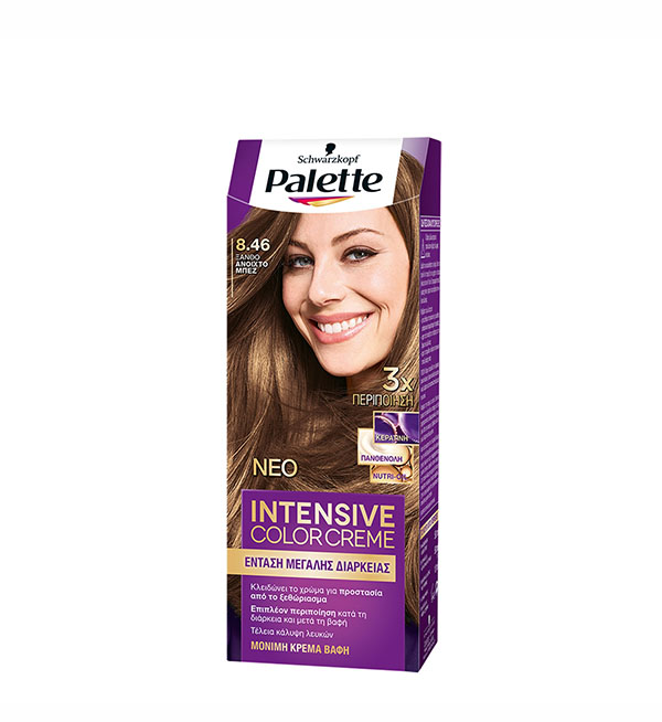 Palette Βαφή Μαλλιών Intensive Color Cream Ξανθό Ανοιχτό Μπέζ No 8.46 (110ml)