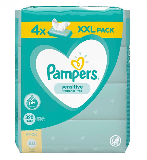 Pampers Sensitive Μωρομάντηλα 4x80 320τεμ