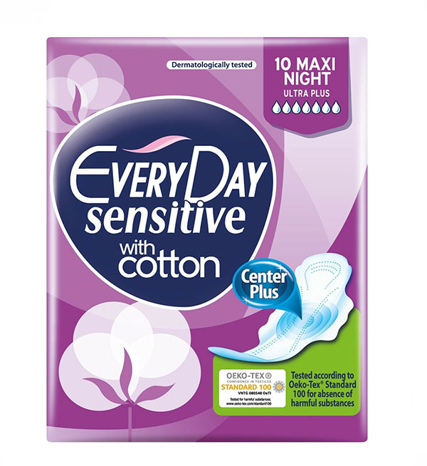 Everyday Σερβιέτες Sensitive With Cotton Maxi Night 10τεμ