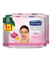 Septona Daily Clean Wipes Μαντηλάκια Ντεμακιγιάζ Ορχιδέα 2×20τεμ