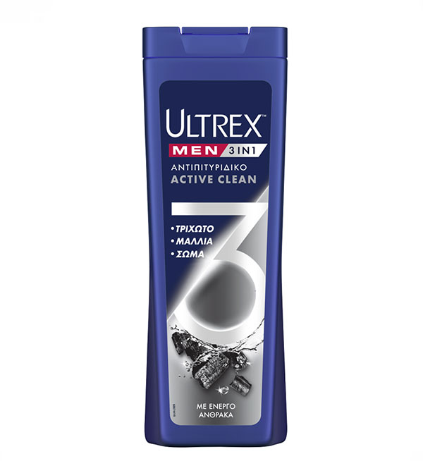 Ultrex Men Active Clean 3 In 1 Shampoo 360ml