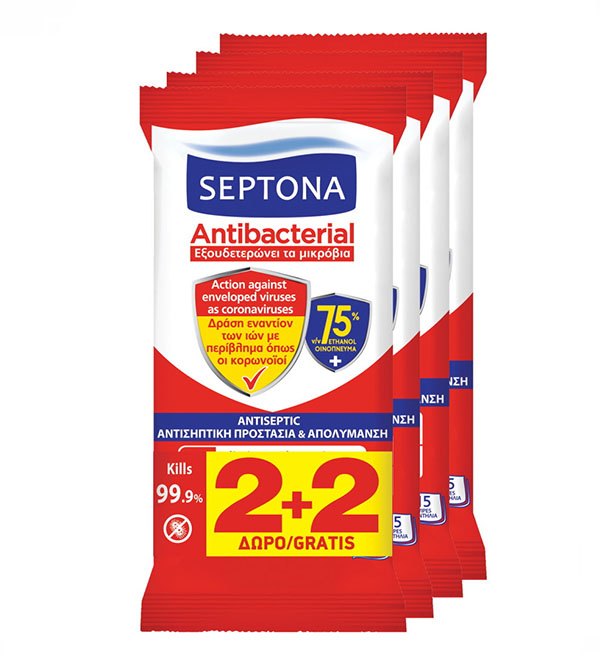 Septona Antibacterial Wipes 75% Ethanol 60τεμ